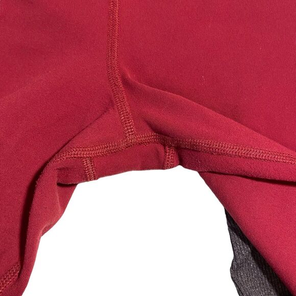 Alo Yoga Goddess Leggings Womens Small Red Grey Ribbed Long Ruched legs‎ FLAWED - Picture 7 of 10